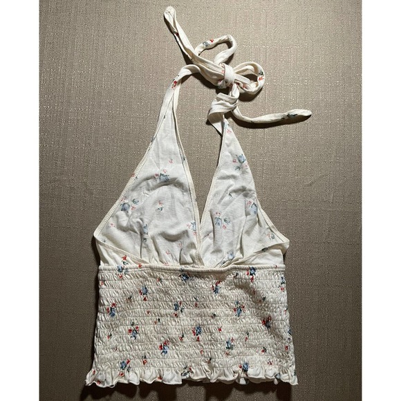 American Eagle Women’s Size XS Extra Small Cropped Top Yellow Floral Halter EUC - Picture 4 of 5